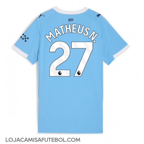 Camisa de Futebol Manchester City Matheus Nunes #27 Equipamento Principal Mulheres 2025-26 Manga Curta